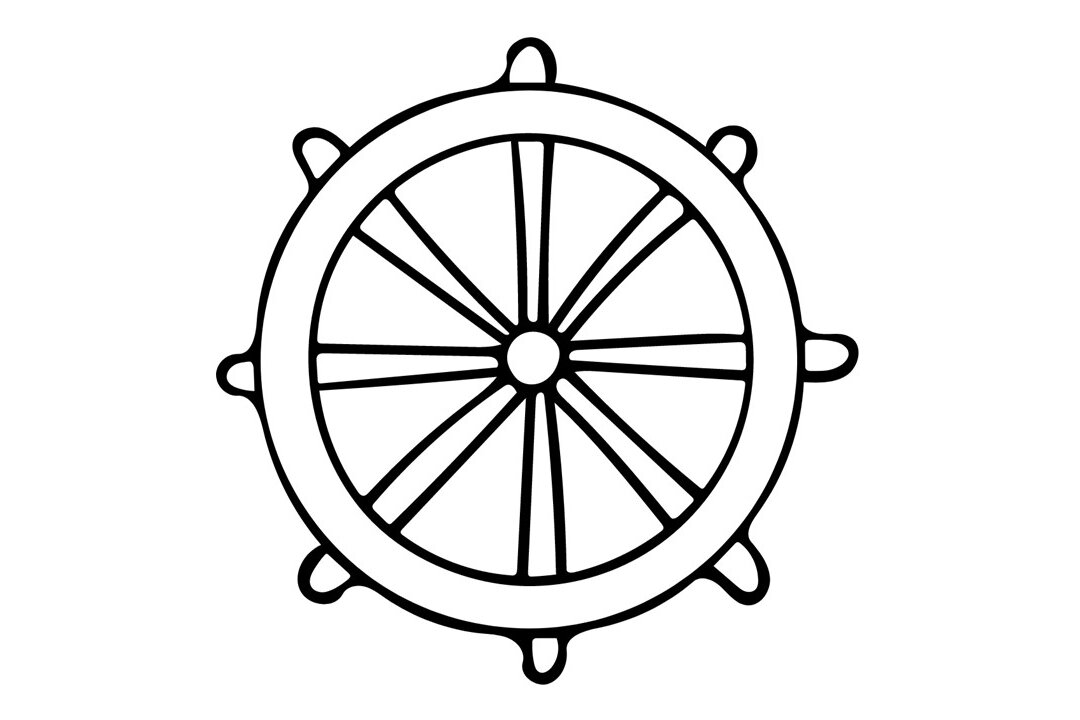 Gezeichnetes Bild eines Steuerrads
